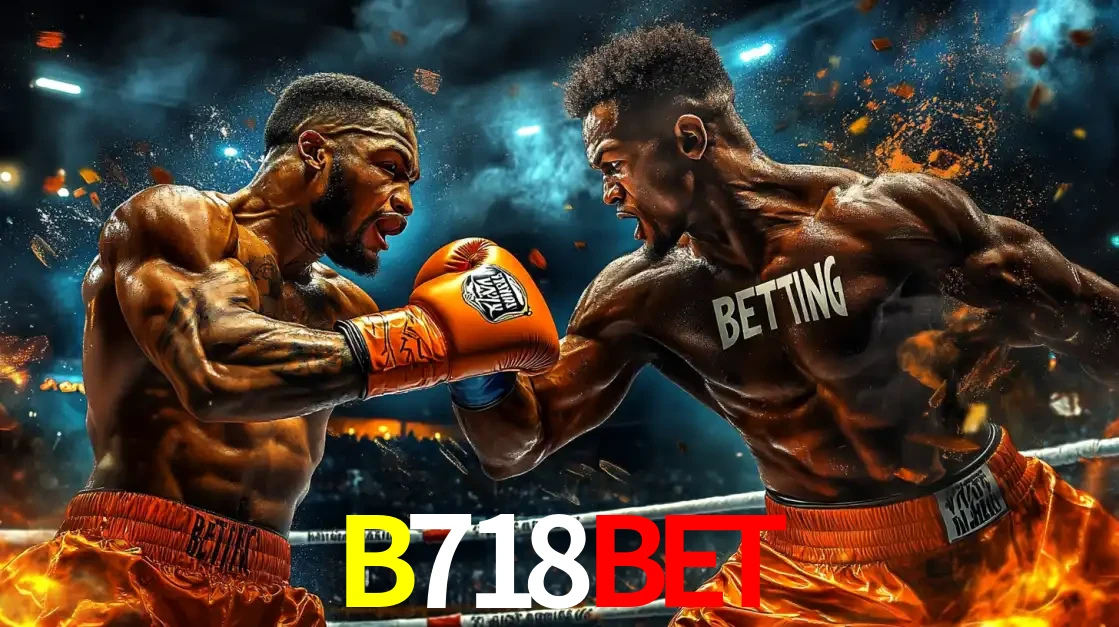 Dois boxeadores em uma luta intensa e explosiva, representando a adrenalina e as oportunidades de apostas em esportes de combate disponíveis na plataforma B718BET.
