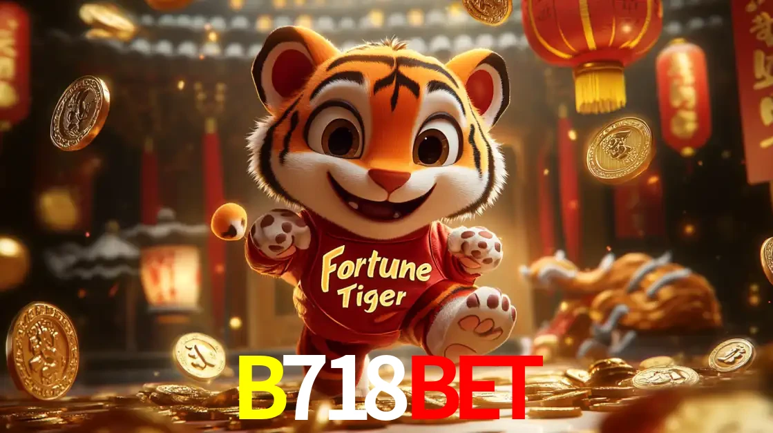O alegre personagem do Fortune Tiger correndo sobre um caminho de moedas de ouro, simbolizando os grandes prêmios e a diversão do popular jogo de slot do B718BET.